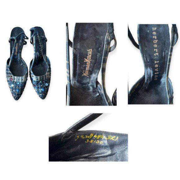 Vintage 1950s Herbert Levine‎ Plaid Rhinestone Slingback Pumps Size 7½ M - Picture 7 of 11